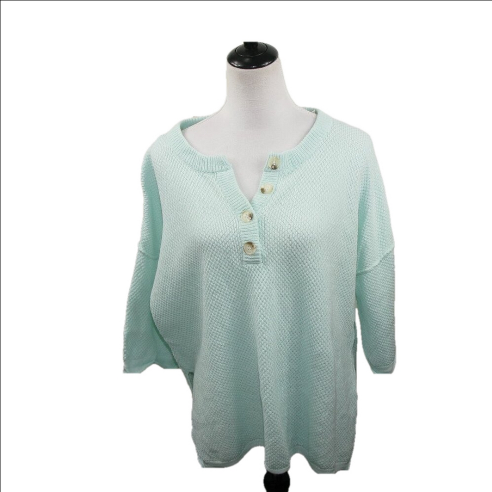 Andree by Unit Seafoam Green Boxy Knit Short Sleeve Top Size Medium